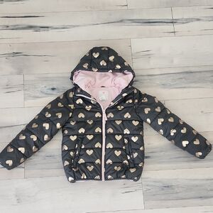 Carter's Black and Gold Heart Hooded Jacket